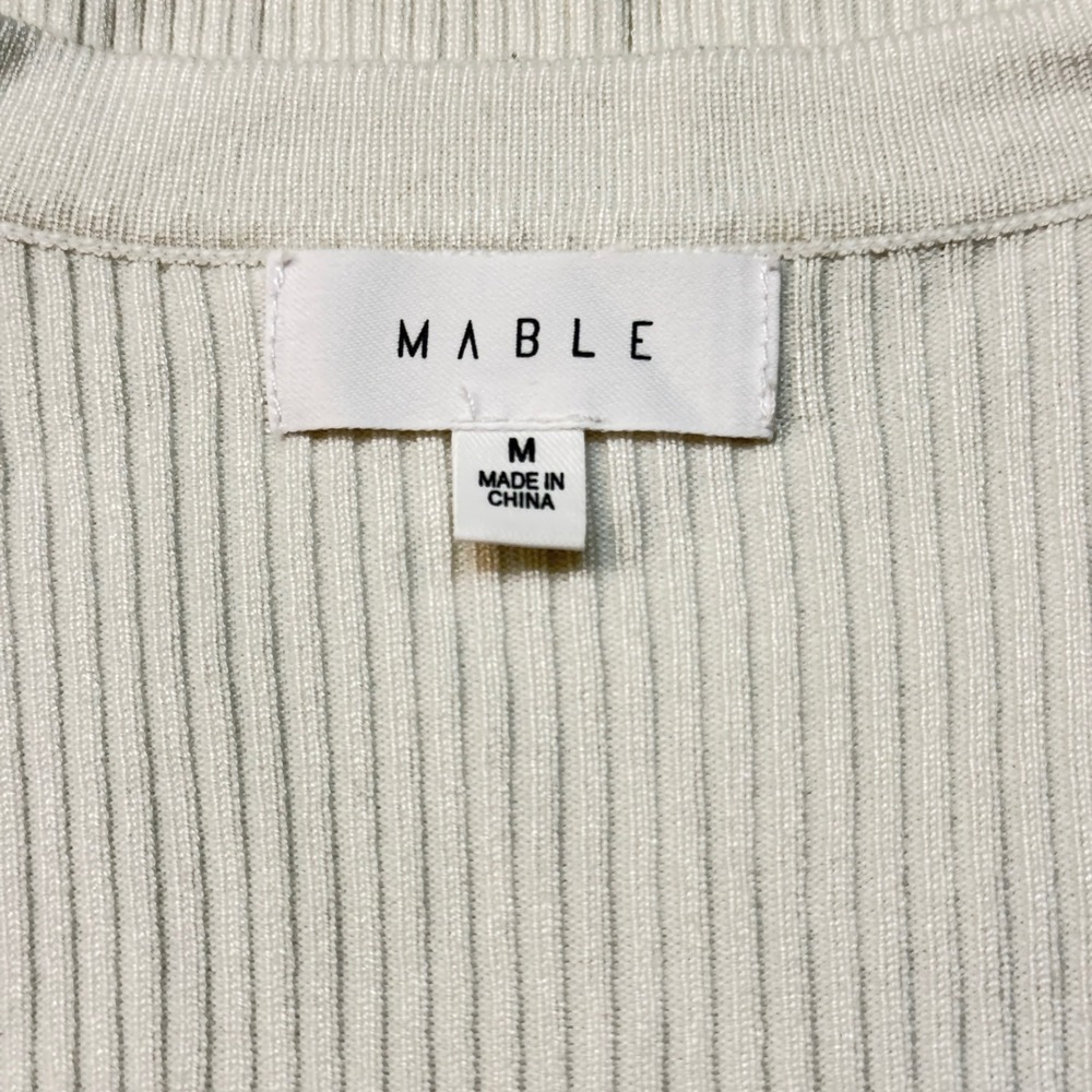 Mable Bolero Knit Crop Top Medium White Ribbed Sweetheart - Picture 4 of 4